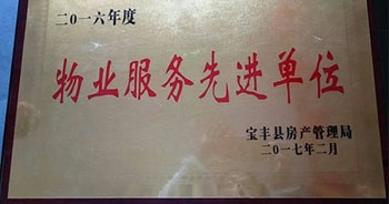 2017年2月，寶豐森林半島被寶豐縣房產管理局評為“二O一七年度物業服務先進單位”。